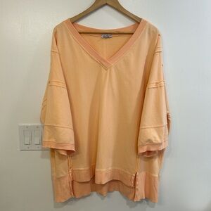 WHITE BIRCH Boutique 3/4 Sleeve Oversized V-neck Lightweight Sweatshirt